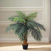 FURNOS Artificial 100CM Tall Decorative Faux Palm Tree in Green