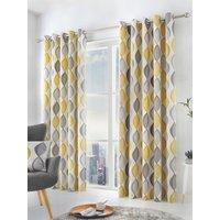 Fusion 'Lennox' Modern Geo Print Eyelet Curtains in Yellow | Size: 117 cm width x 137 cm drop