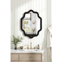 Round Wavy Edge Metal Decorative Wall Mounted Mirror, 80.5cm W x 60.5cm D