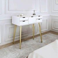 CARME HOME Gabriella Dressing Table-White/Gold in White