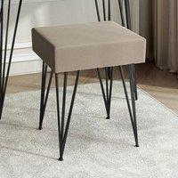 CARME HOME Olivia Velvet Padded Stool Dove grey velvet seat Black hairpin legs