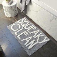 Mooky Mats Squeaky Clean Slogan Bath Mat in Mid Grey