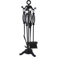 JVL Pennine 4 Piece Fire Companion Set & Stand in Black