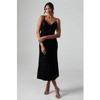 Debut London By Coast Devore Cowl Neck Midi Dress