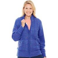 Amber Women's Borg Fleece Lined Zip Cardigan in Blue | Size: 24-26
