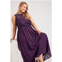 Yours Women's Lace Bodice Maxi Dress in Purple | Size: 18