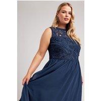 Yours Women's Lace Bodice Maxi Dress in Blue | Size: 16