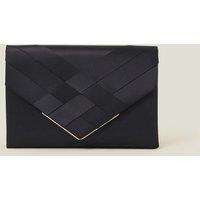 Accessorize Women's Woven Satin Envelope Clutch Bag in Blue