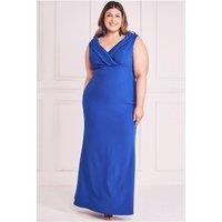 Goddiva Women's Front Wrap Off-The Shoulder Maxi Dress in Cobalt | Size: 22