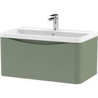 Balterley Wall Hung 1 Drawer Vanity Basin Unit Polymarble Basin Green 800mm