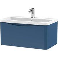 Balterley Wall Hung 1 Drawer Vanity Basin Unit Polymarble Basin Blue 800mm