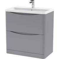 Balterley Floor Standing 2 Drawer Vanity Basin Unit Polymarble Basin Grey 800mm