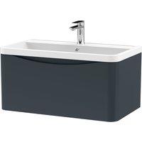 Balterley Wall Hung 1 Drawer Bathroom Vanity Unit & Basin, Dark Grey, 755mm in Grey