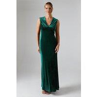 Oasis Women's Velvet Open Back Detail Maxi Bridesmaid Dress in Emerald | Size: 10