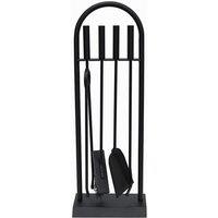 JVL Lambeth 4 Piece Companion Set + Stand in Black