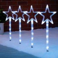 Christow Christmas Path Lights Set Outdoor Star Decorations Flashing LED 4 x 44cm in White | Size: 4 x 44 cm