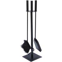 JVL Malham 3 Piece Companion Set + Stand in Black