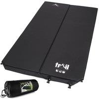 Trail Outdoor Leisure Double Camping Mat Self Inflating Inflatable Camp Roll Mattress With Bag Trail in Black