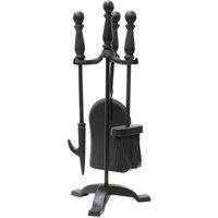 JVL Colchester 3 Piece Companion Set + Stand in Black