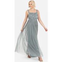 Maya Deluxe Women's Embellished Strappy Maxi Dress in Teal | Size: 14