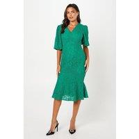 Lace Blouson Sleeve Midi Dress