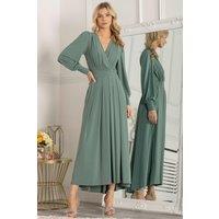 Jolie Moi Women's Rashelle Jersey Long Sleeve Maxi Dress in Green | Size: 14