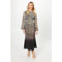 Debut London Women's By Coast Animal Print Blouson Sleeve Georgette Midi Dress | Size: 10