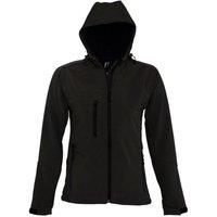 SOL'S Women's Replay Hooded Soft Shell Jacket (Breathable, Windproof & Water Resistant) in Black | Size: Medium