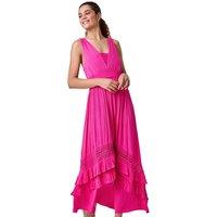 Lace Detail Shirred Frill Maxi Dress