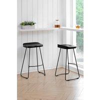 MH London 'Lara' Set of Two Saddle Seat Kitchen & Breakfast Counter Bar Stools: Handmade Armless Wood Counter Bar Stool w/ Black Legs for Dining Room