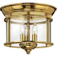 Netlighting Gentry 3 Light Flush Mount Ceiling Light Polished Brass E14 in Yellow