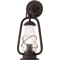 Netlighting Miners 1 Light Outdoor Wall Lantern Light Old Bronze IP44 E14 in Brown