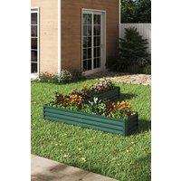 L-Shaped Galvanized Steel Raised Garden Bed Dark Green