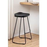 MH London "Rombass" Saddle Seat Kitchen & Breakfast Counter Bar Stool: Handmade Armless Wood Counter Bar Stools with Black Legs for Dining Room