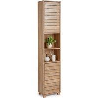 VonHaus Chester Oak Wood Effect Tallboy Bathroom Cabinet in Natural