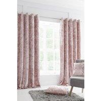 Catherine Lansfield 'Crushed Velvet' Lined Eyelet Curtains in Pink | Size: 168 cm width x 183 cm drop