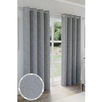 Enhanced Living 'Austin' Grey 100% Blackout, Thermal, Linen Look Pair of Eyelet Curtains | Size: 168 cm width x 229 cm drop