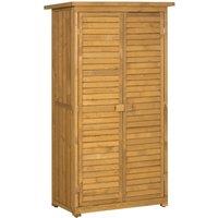 OUTSUNNY Wooden Garden Storage Shed, 3 Shelves Tool Cabinet in Natural