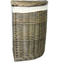 Red Hamper Cotton Lined Antique Wash Wicker Laundry Basket in Brown
