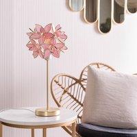 ValueLights Reine Gold Stem Table Lamp with Glass Flower Pendant in Bright Pink | Size: 8 inches