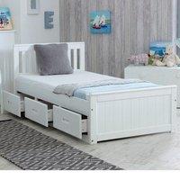 Maxine White Wooden Storage Single Cabin Bed