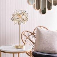 ValueLights Reine Gold Stem Table Lamp with Glass Flower Pendant in Clear