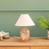ValueLights Pair Of Olivet Pink Glass Table Lamp With Cream Tapered Shades