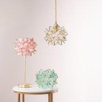 ValueLights Reine Gold Stem Table Lamp with Glass Flower Pendant with Bulb in Bright Pink | Size: 8 inches