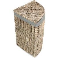 Red Hamper Small Antique Wash Corner Linen Basket with Grey Sage Lining