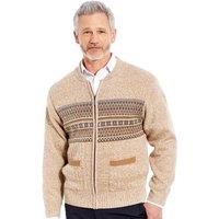 Tootal Men's Horizontal Jacquard Zip Cardigan in Light Brown | Size: XL