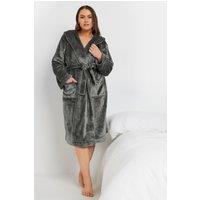 Yours Women's Hooded Dressing Gown in Grey | Size: 34-36