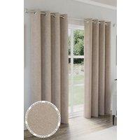 Enhanced Living 'Austin' Natural 100% Blackout, Thermal, Linen Look Pair of Eyelet Curtains | Size: 117 cm width x 137 cm drop