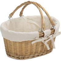 Red Hamper Cotton Lined Swing Handle Shopping Basket in Brown