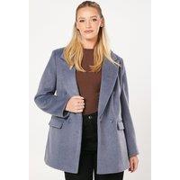 Dorothy Perkins Women's Smart Pocket Detail Blazer Coat in Blue | Size: Small